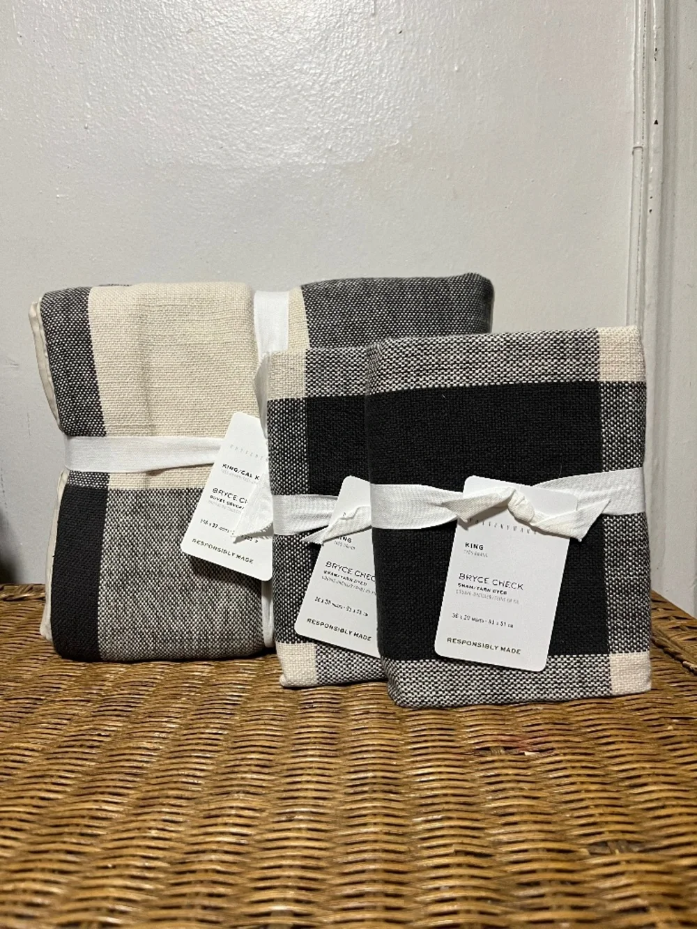 Pottery Barn.  Bryce Check Yarned Dyed King Duvet & King Shams.